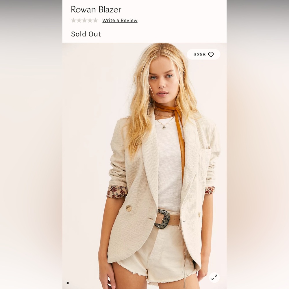 Free People Cream Rowan Blazer